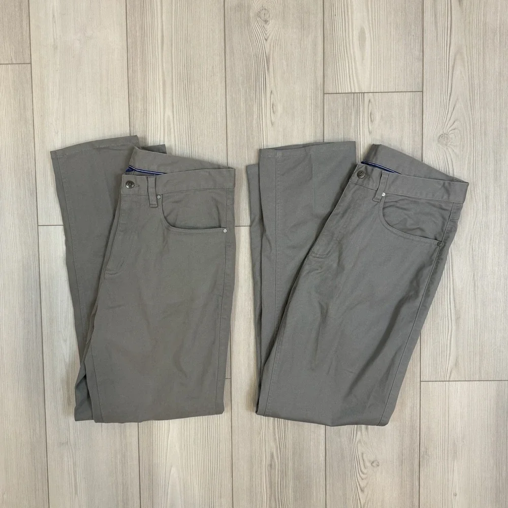Lot Of 2 Mens Footjoy Straight Leg Grays Pants 33x32 Pockets